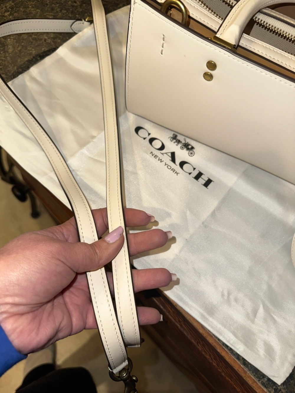 Coach Chalk Rogue Bag 26 with Gold Hardware - Picture 14 of 16